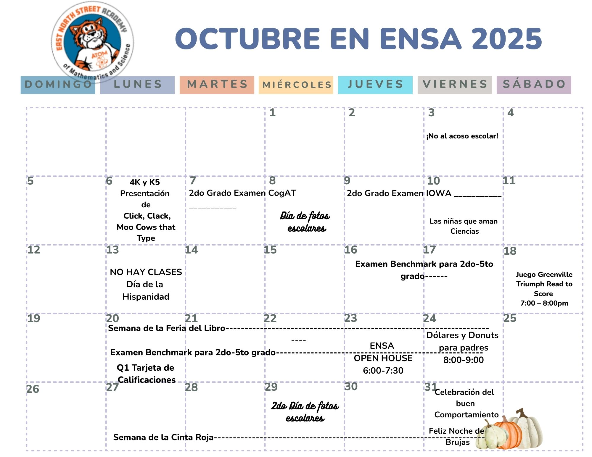 ENSA October Calendar Spanish